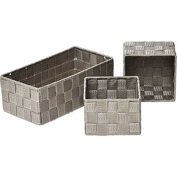 Set of 3 Polyester Baskets - Taupe