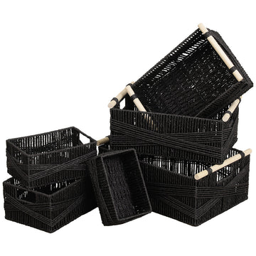 Set of 6 Two-Tone Paper Baskets - Black