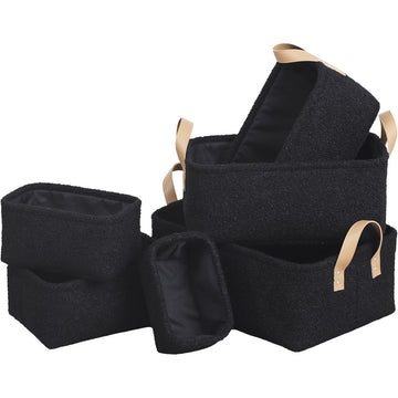 Set of 6 Teddy Bears in Plush Polyester - Black