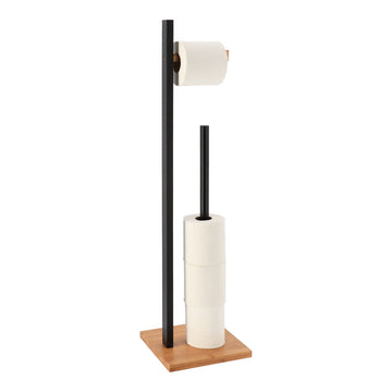Bamboo Toilet Paper Holder and Dispenser – Black/Natural
