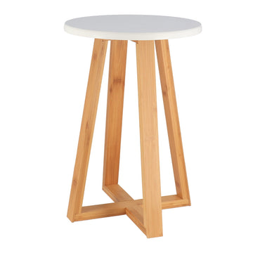Stool with bamboo legs and black MDF seat - White/Bamboo