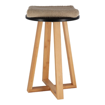 Stool with bamboo legs and black MDF seat - Black/Bamboo