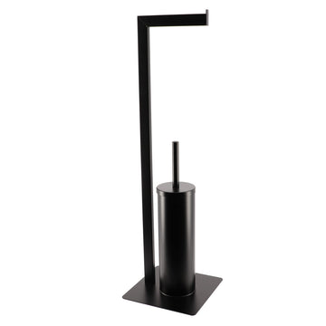 Metal Toilet Brush and Paper Dispenser - Black