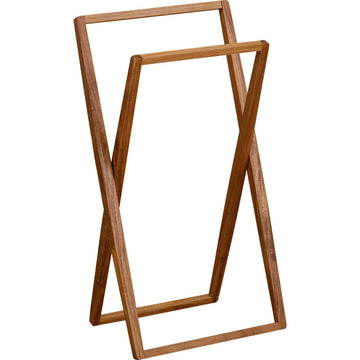 Acacia towel rack with square folding structure and 2 bars - Acacia