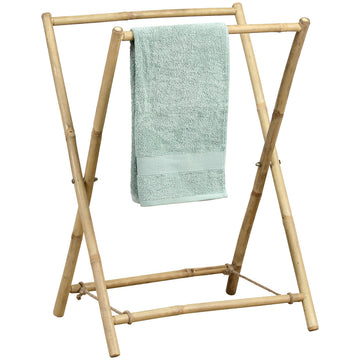 Foldable bamboo towel rack with 2 bars - Bamboo