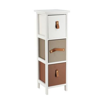 MDF/Paulownia Furniture with 3 Drawers - White/Brown
