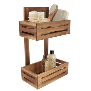 Acacia/MDF 2-tier shelf - Acacia