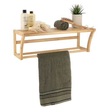 Bamboo Wall Mounted Towel Rack with 1 Shelf – Bamboo