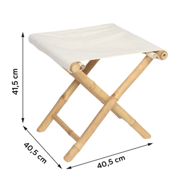 Folding stool with bamboo legs and fabric seat - Bamboo/White