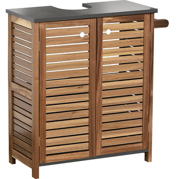 Acacia and MDF Sink Cabinet with 2 Doors + 1 Interior Shelf + Side Towel Rack - Element