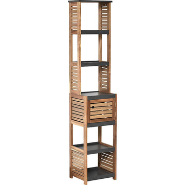 Tall Acacia and MDF Storage Wardrobe with 1 Door - Element