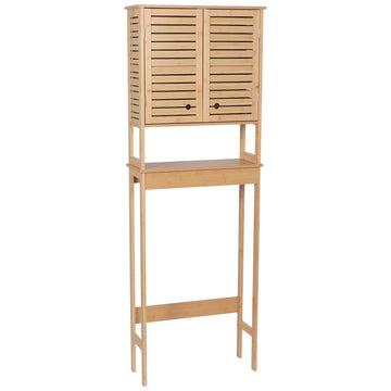 Bamboo/MDF Toilet Shelf With 2 Doors + 1 Inner Shelf - Trinidad