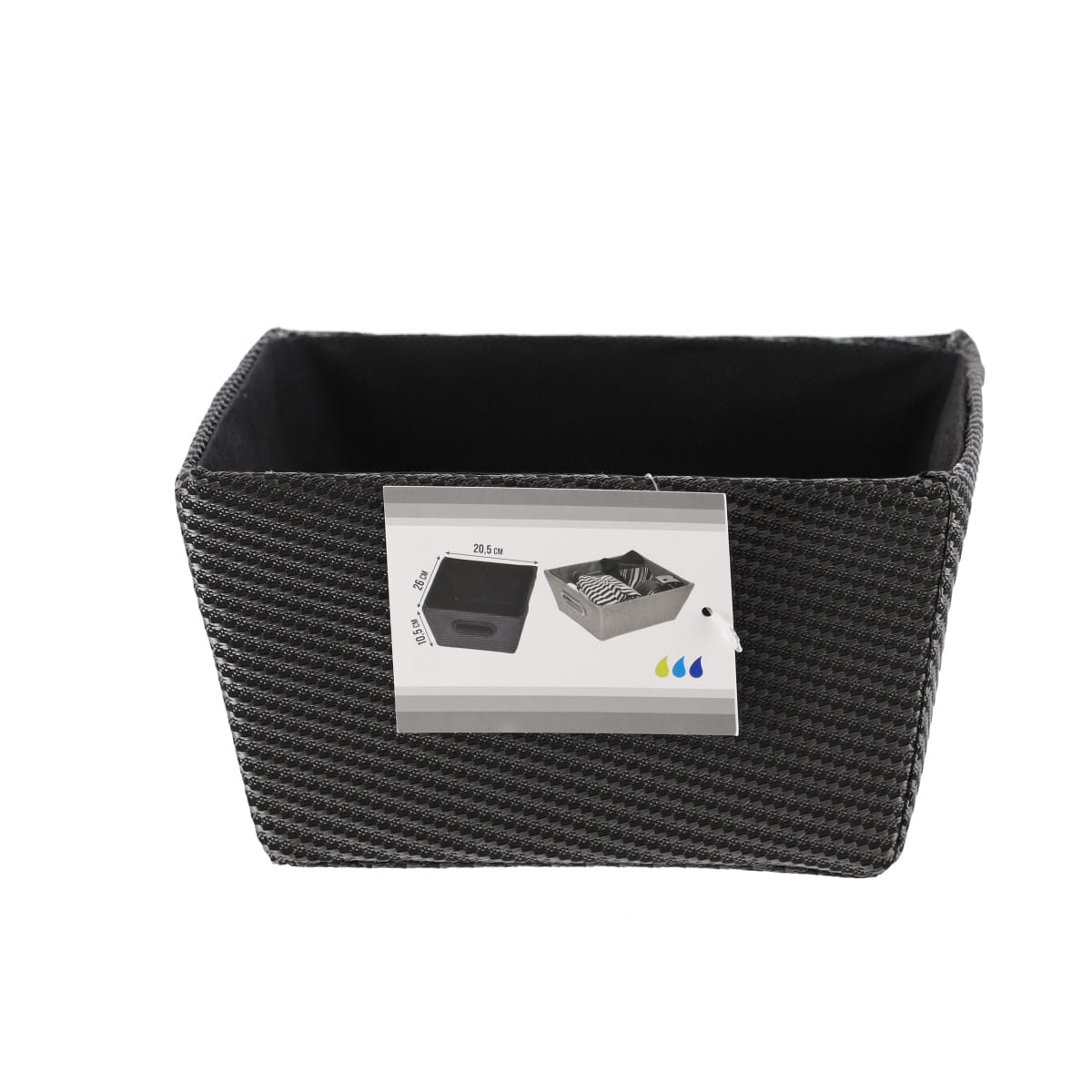 Polyester Storage Basket 20.5x26x10.5 Cm - Black