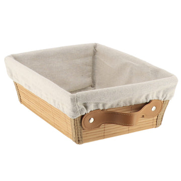 Bamboo Storage Basket 20.5x26x10.5 cm - Bamboo/Linen