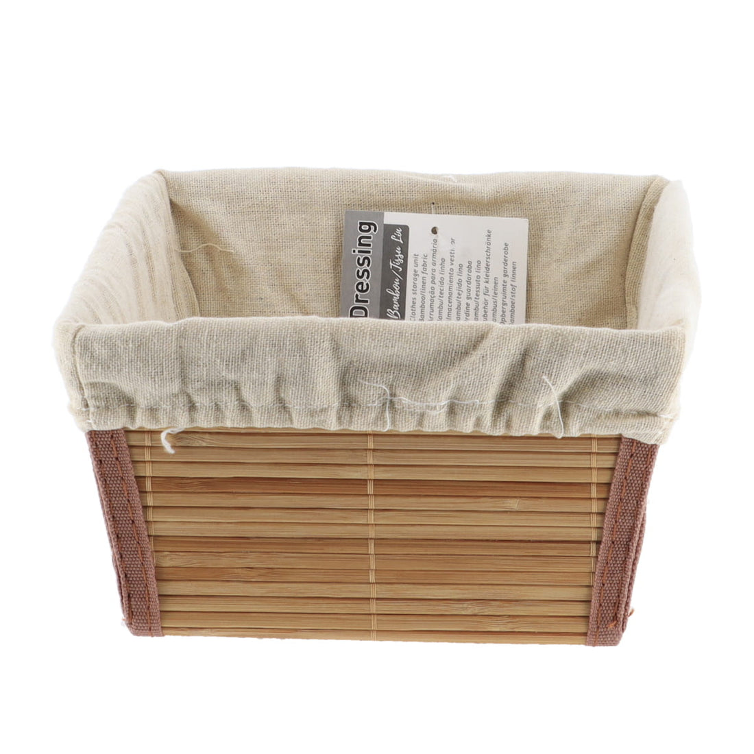 Bamboo Storage Basket 20.5x26x10.5 cm - Bamboo/Linen