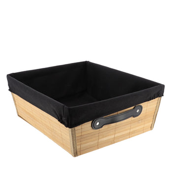 Bamboo Storage Basket 32.5x40x15 cm - Bamboo/Black