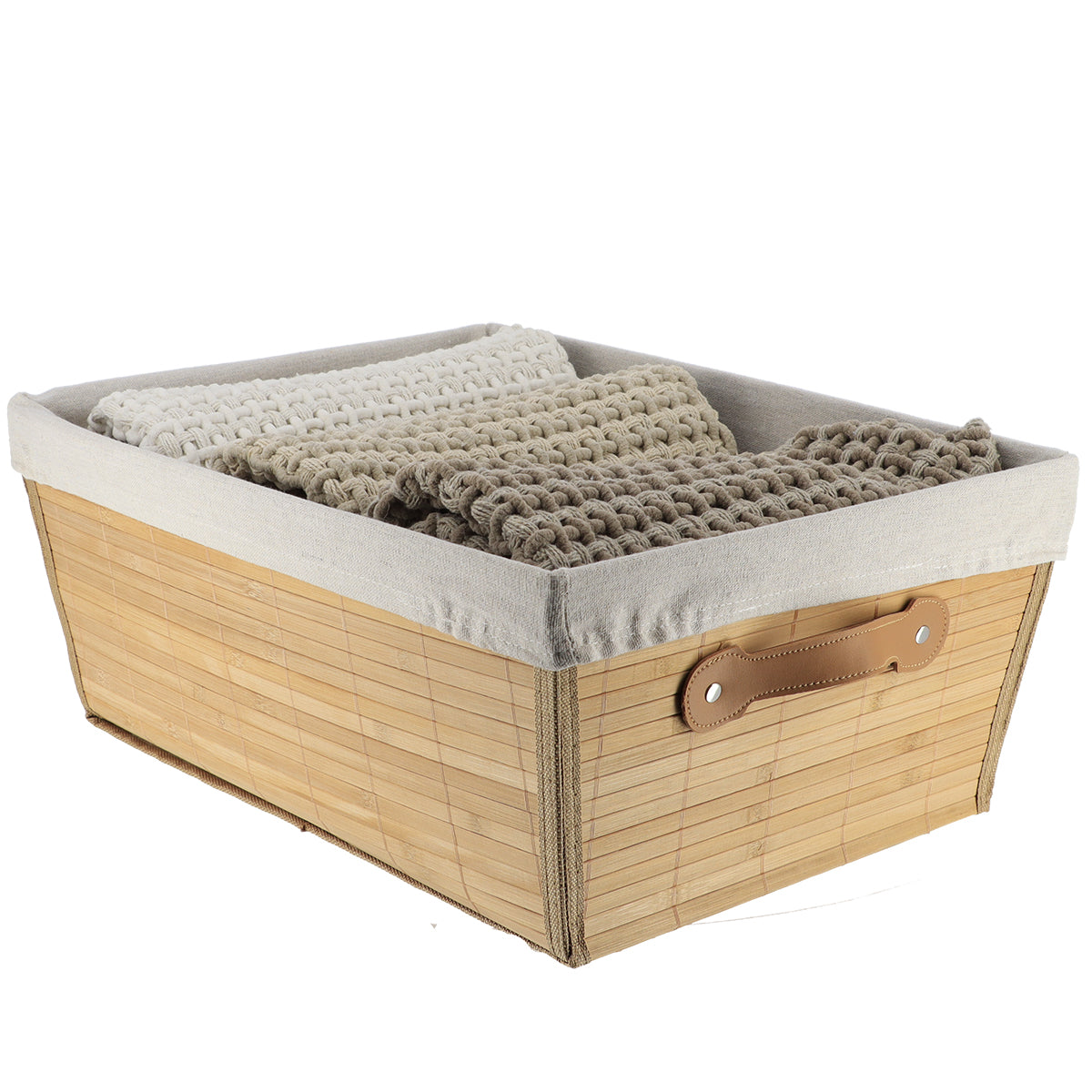 Bamboo clothes basket 32.5x45x18 cm - Bamboo/Wool
