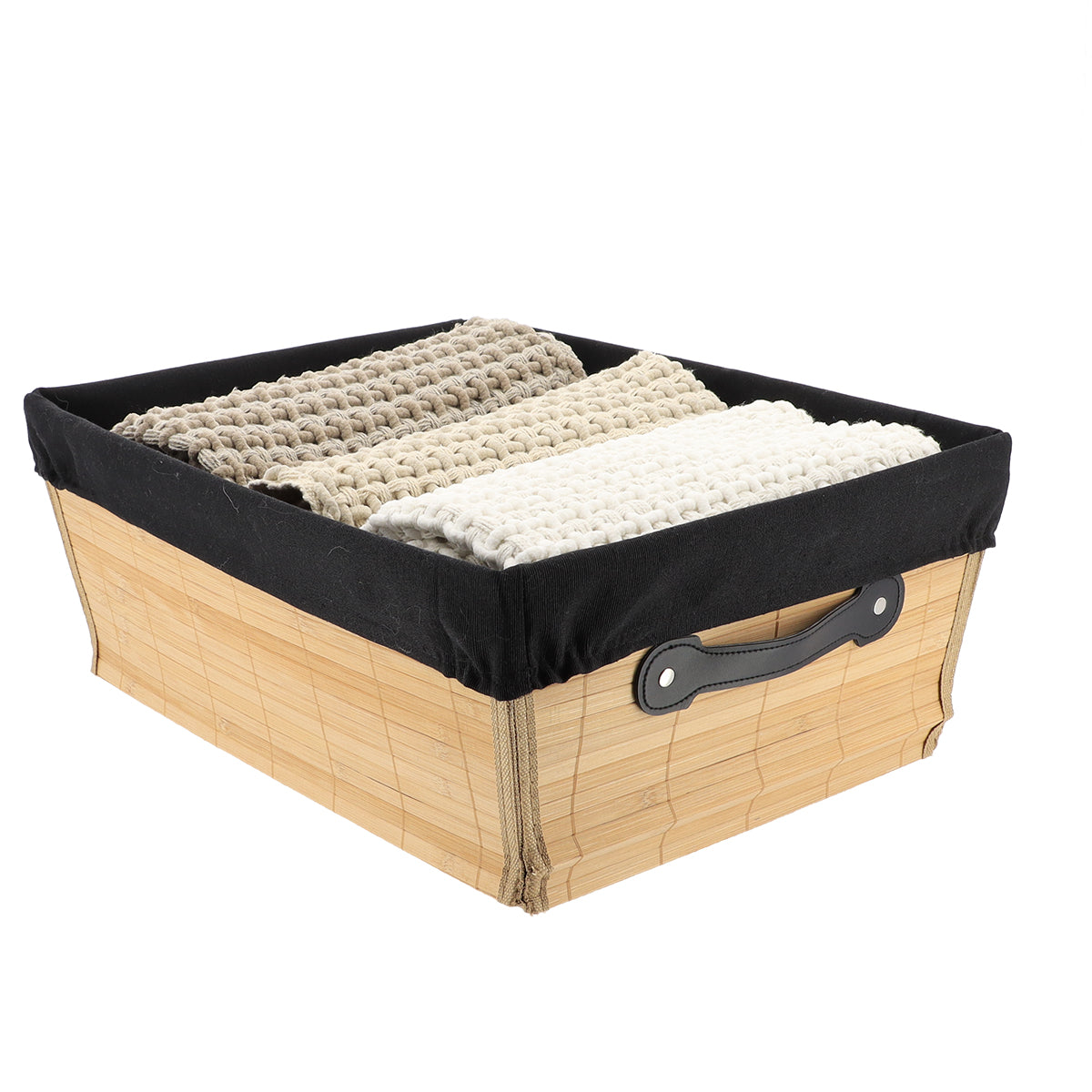Bamboo Storage Basket 32.5x45x18 cm - Bamboo/Black