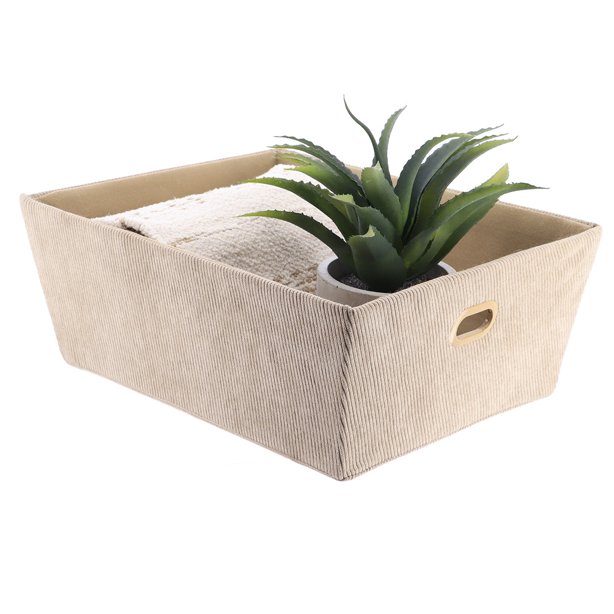 Velvet Storage Basket L32.5xD40xH15 cm - Taupe