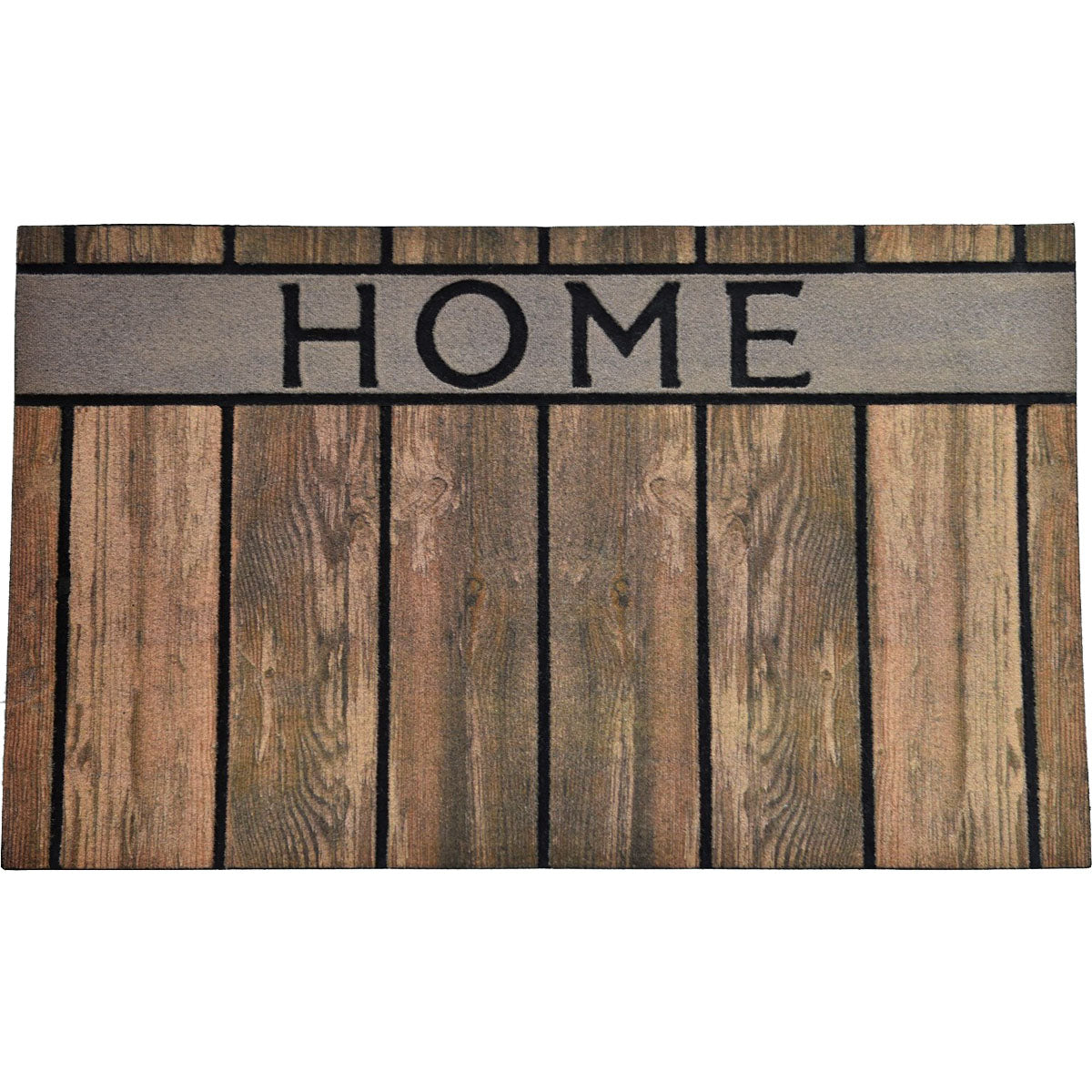 Home Entrance Mat 45X75CM Rubber - Brown Wood Effect