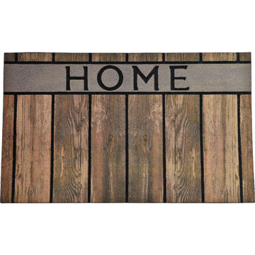Home Entrance Mat 45X75CM Rubber - Brown Wood Effect