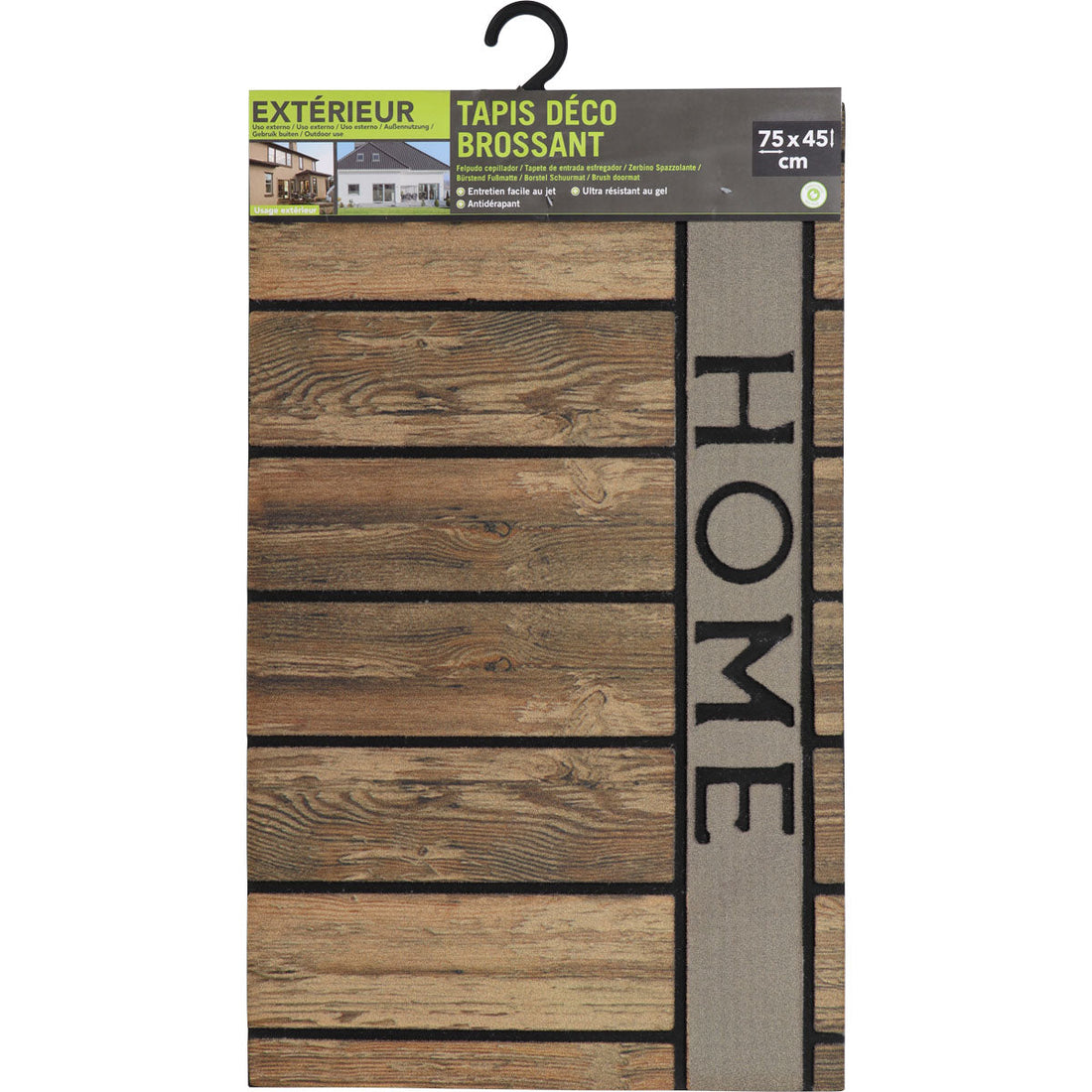 Home Entrance Mat 45X75CM Rubber - Brown Wood Effect