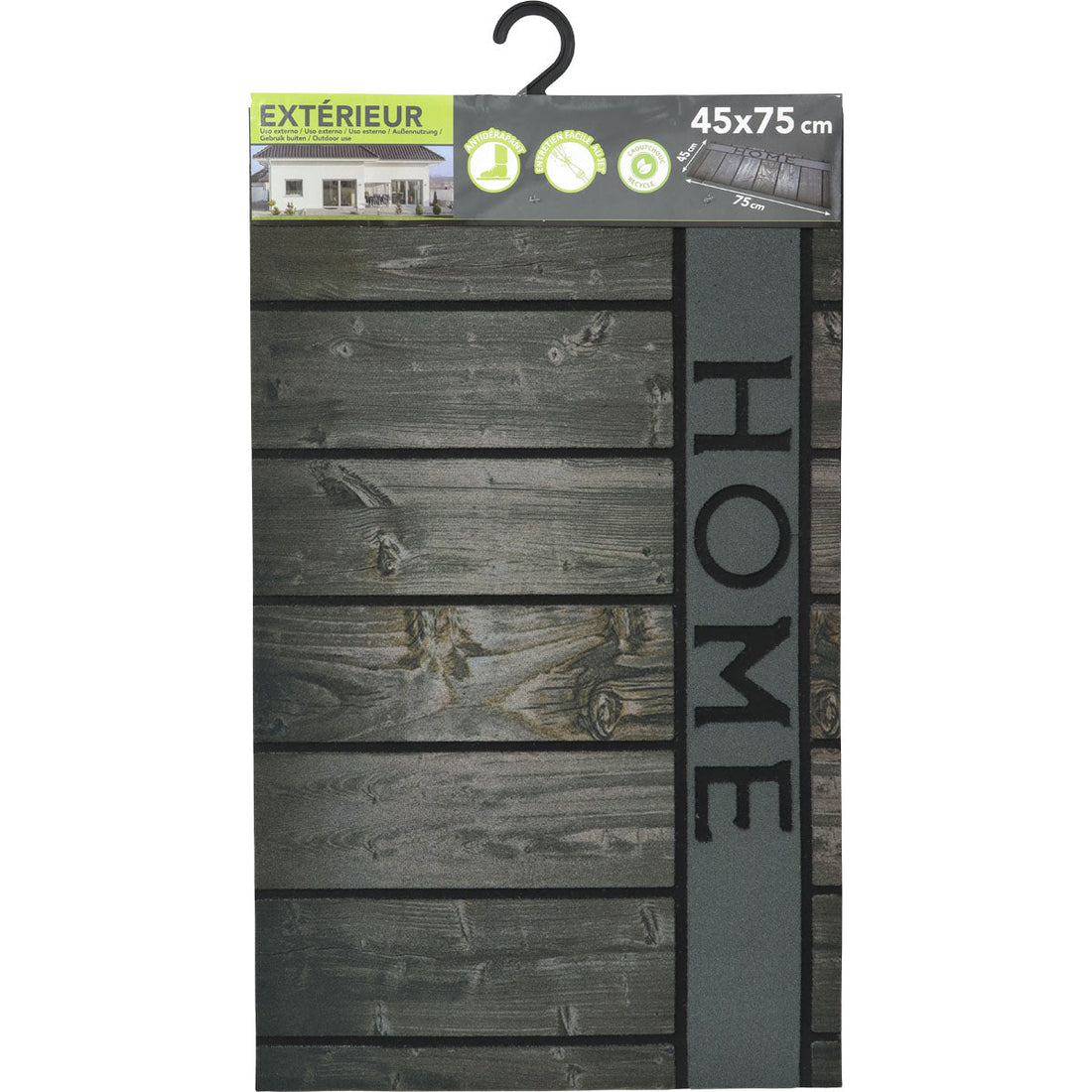 Home Entrance Mat 45X75CM Rubber - Grey Wood Effect