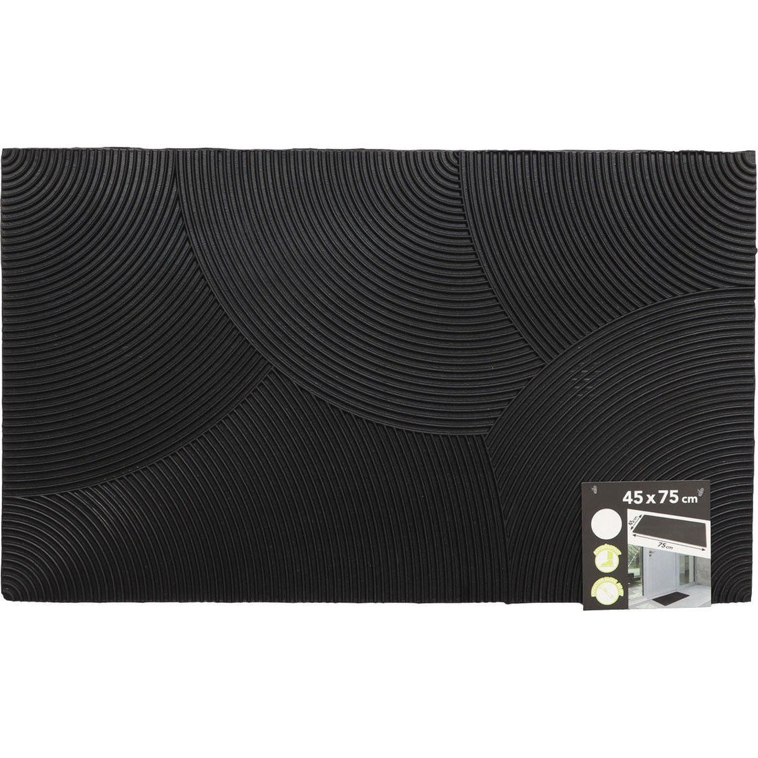 Reversible Entrance Mat 45X75CM Rubber - Black