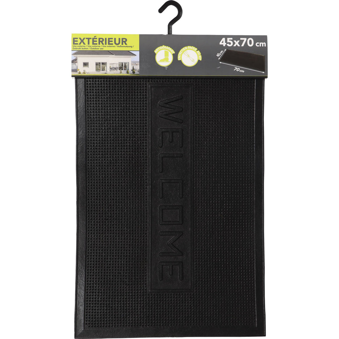 Adam Entrance Mat 45X70CM Rubber - Black Welcome