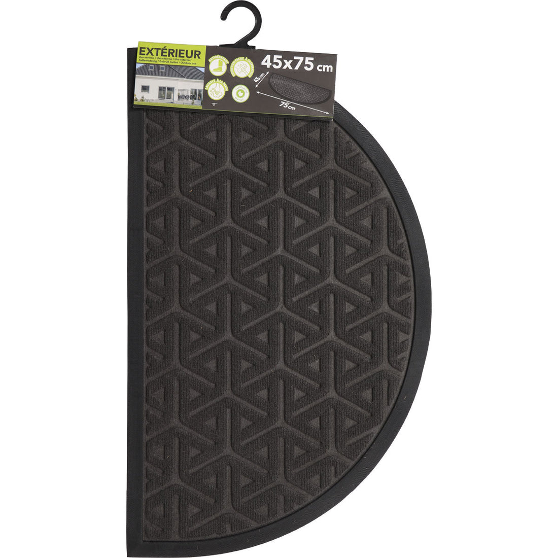 Wilson Half-Moon Entrance Mat 45x75CM Dark Grey - Polyester and Rubber