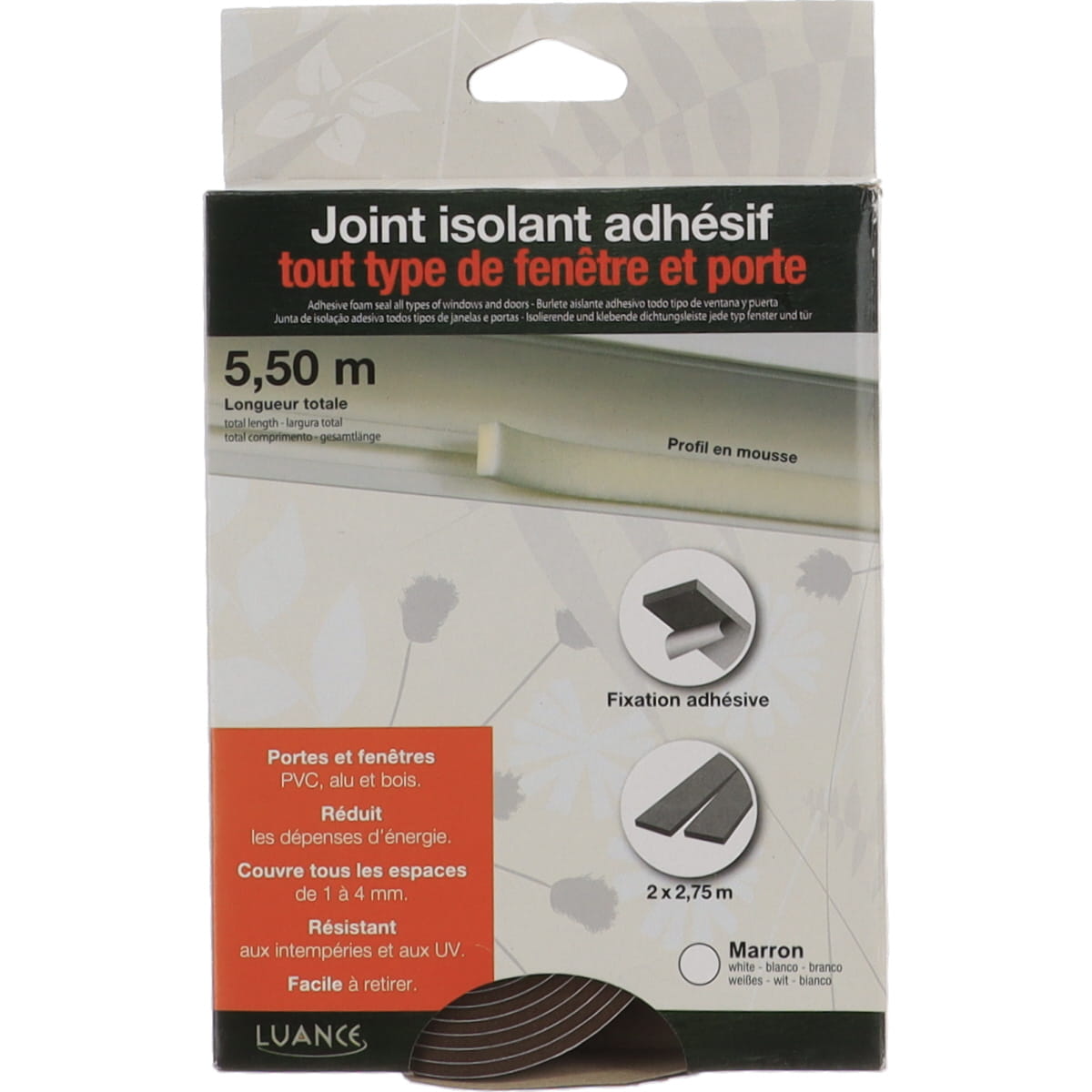 Self-adhesive sponge for sealing 2X2.75 meters - Brown