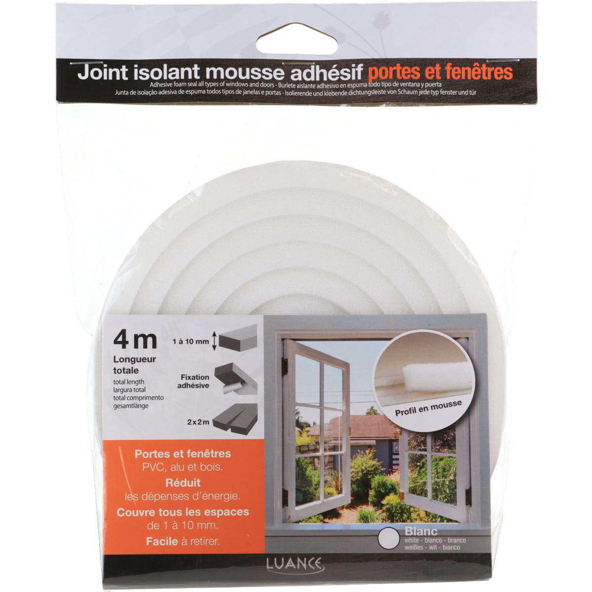 Adhesive Polyester Foam Seal 4m - White