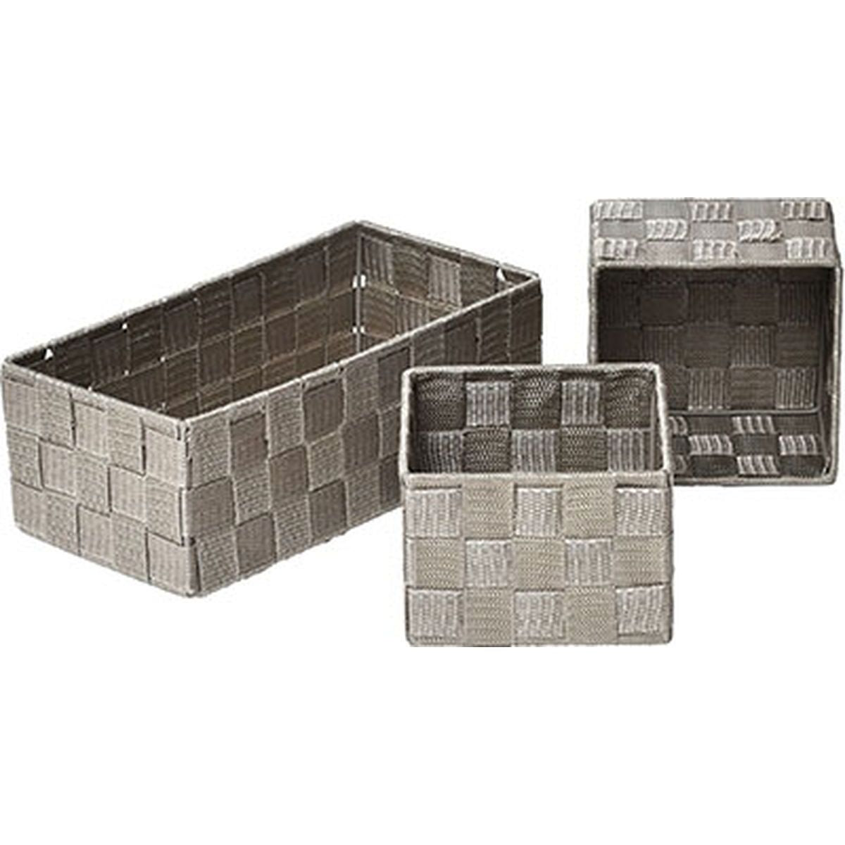 Set of 3 Polyester Baskets - Taupe