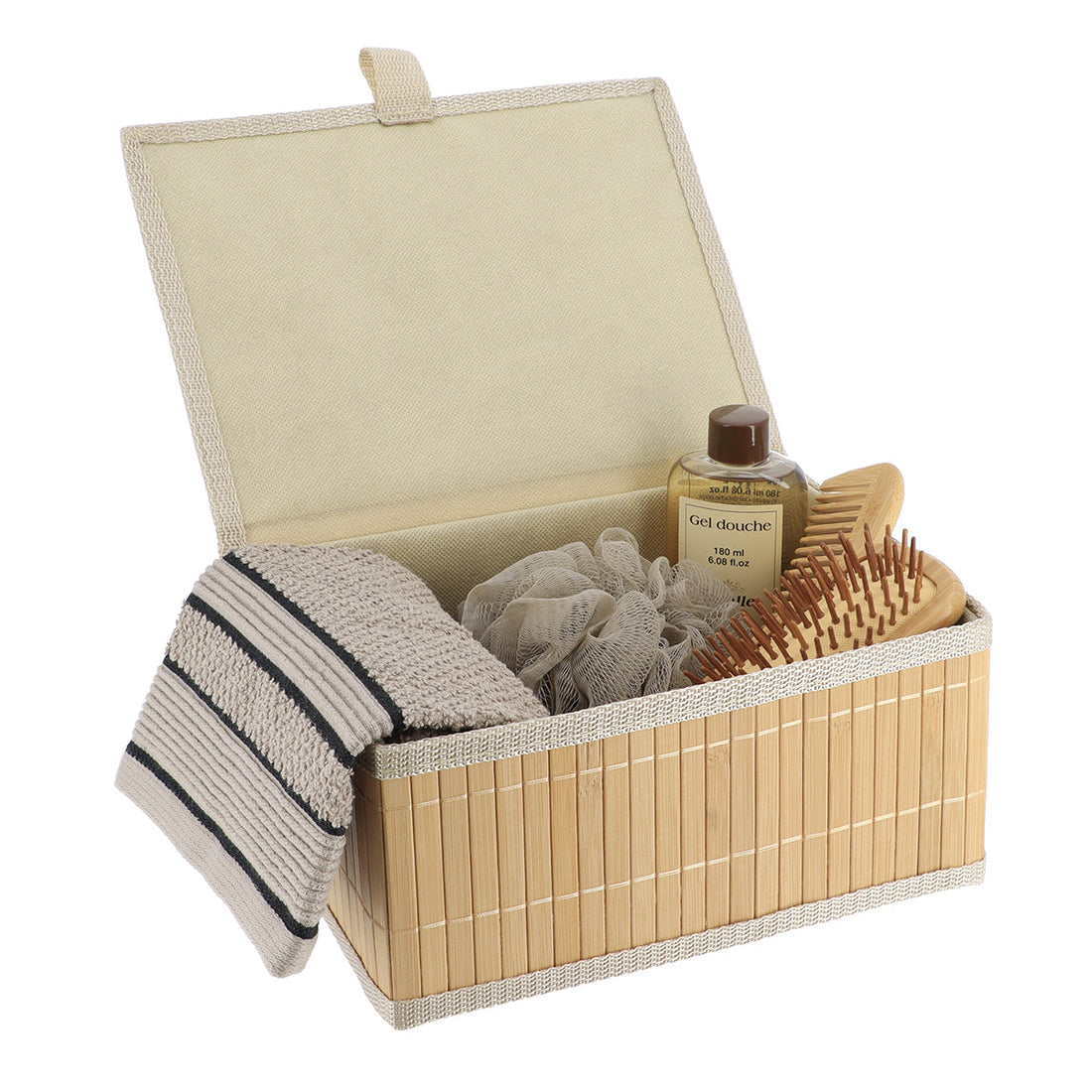 Set of 4 rectangular storage baskets with lids - Bamboo