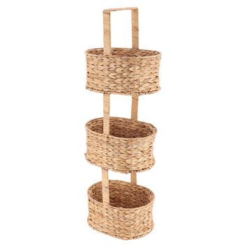 Water Hyacinth/Metal Shelf with 3 Baskets - Natural