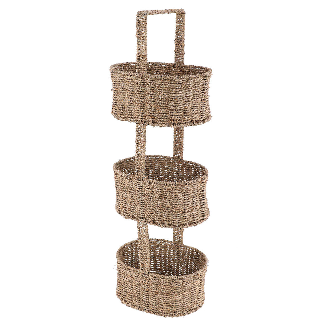 Plant/Metal Shelf with 3 Baskets - Natural