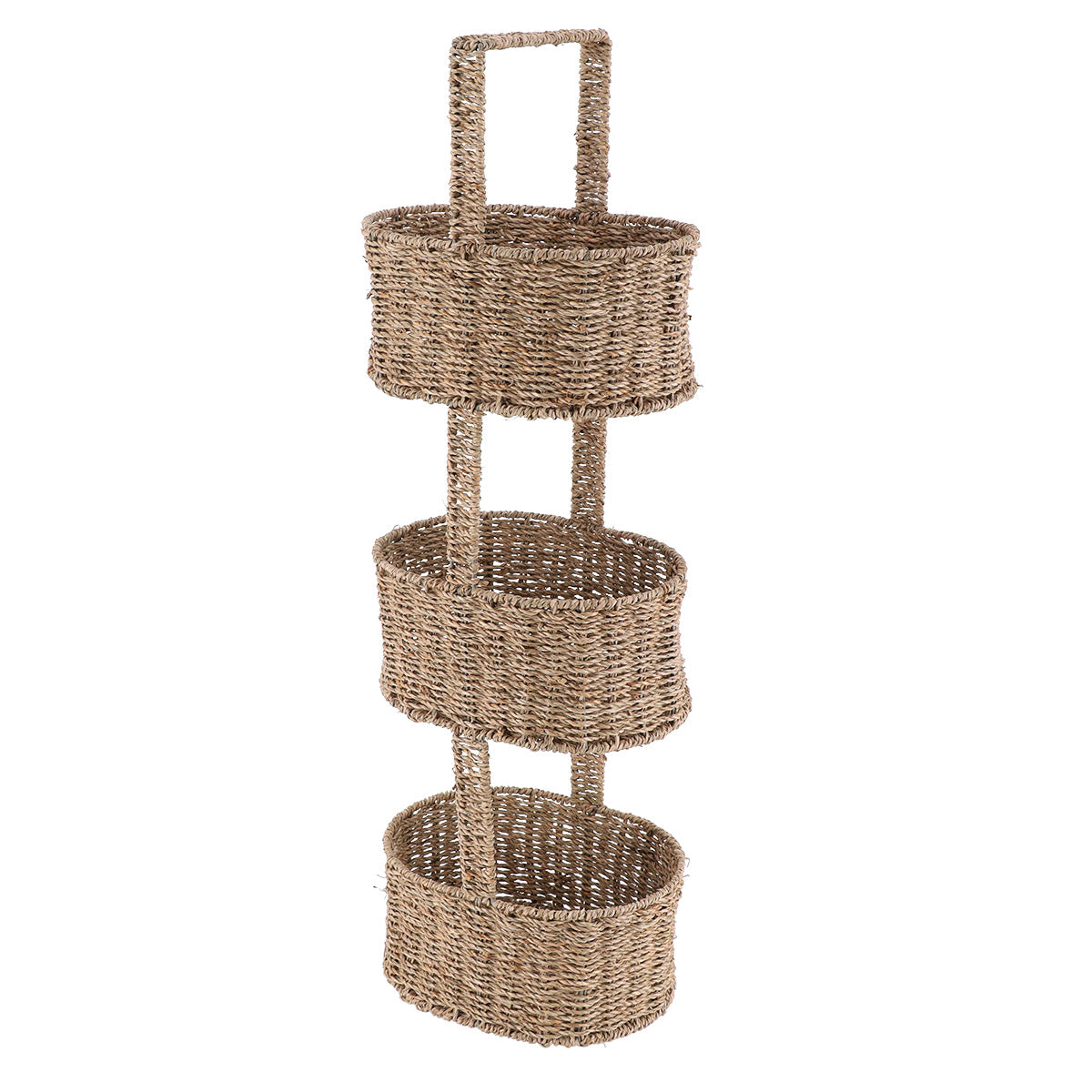 Plant/Metal Shelf with 3 Baskets - Natural