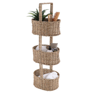 Plant/Metal Shelf with 3 Baskets - Natural