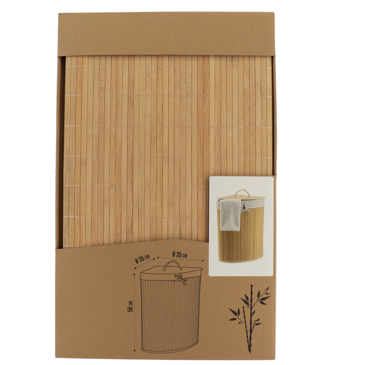 Folding bamboo corner basket - Bamboo/Linen 