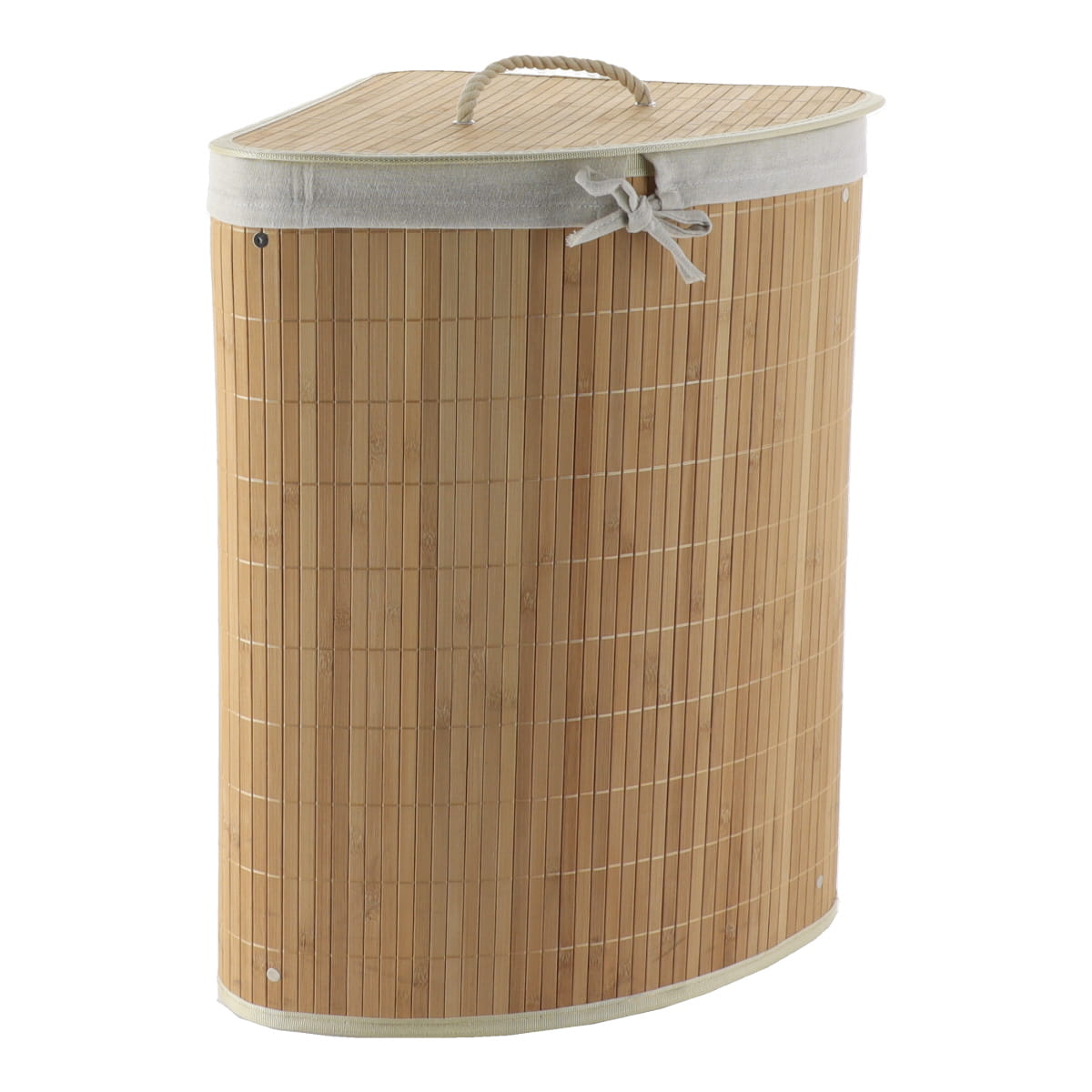 Folding bamboo corner basket - Bamboo/Linen 