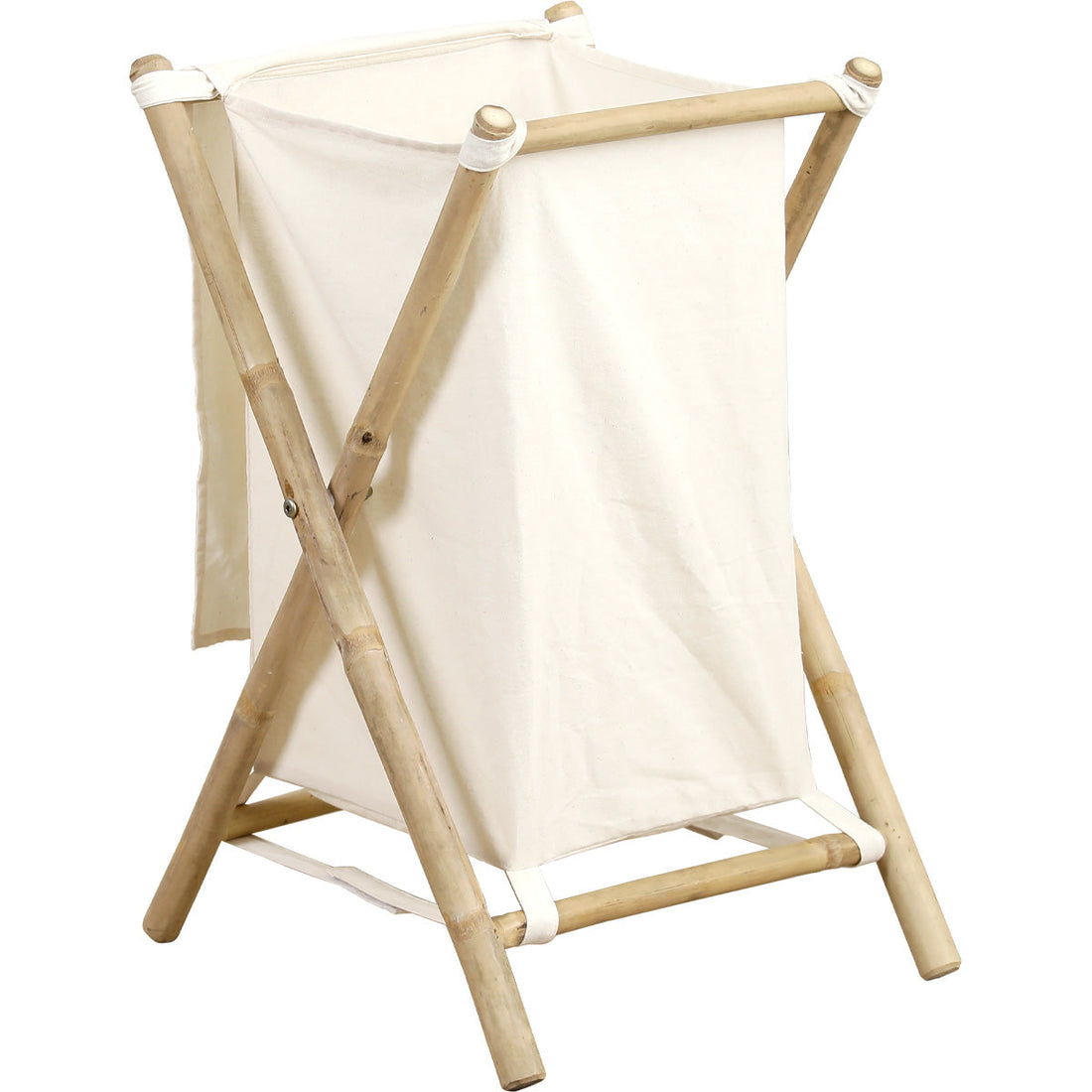 Foldable bamboo laundry basket with cane frame - Bamboo 