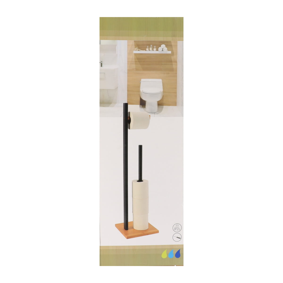 Bamboo Toilet Paper Holder and Dispenser – Black/Natural 