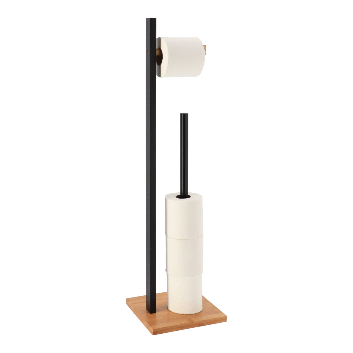 Bamboo Toilet Paper Holder and Dispenser – Black/Natural 