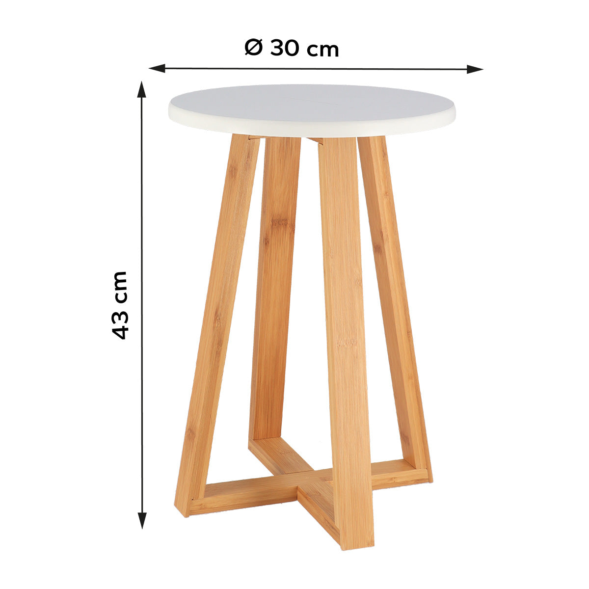 Stool with bamboo legs and black MDF seat - White/Bamboo 