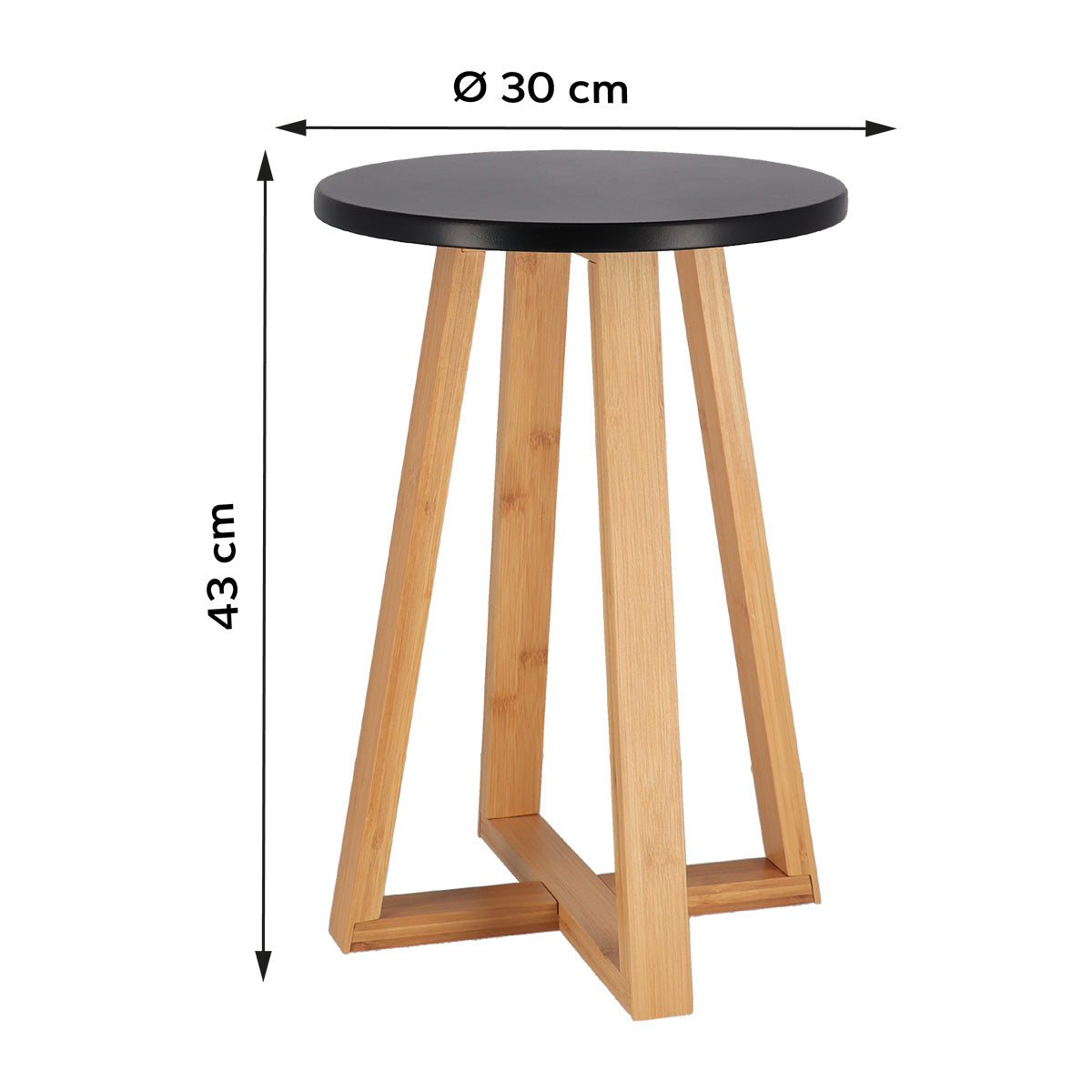 Stool with bamboo legs and black MDF seat - Black/Bamboo 
