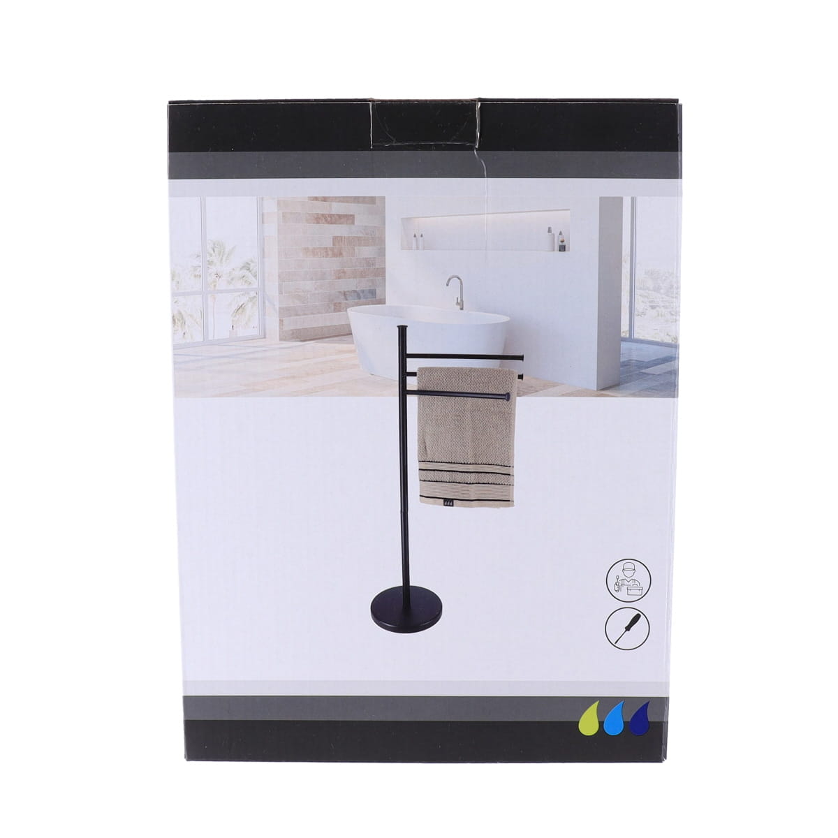 3-Arm Metal Towel Rack - Black