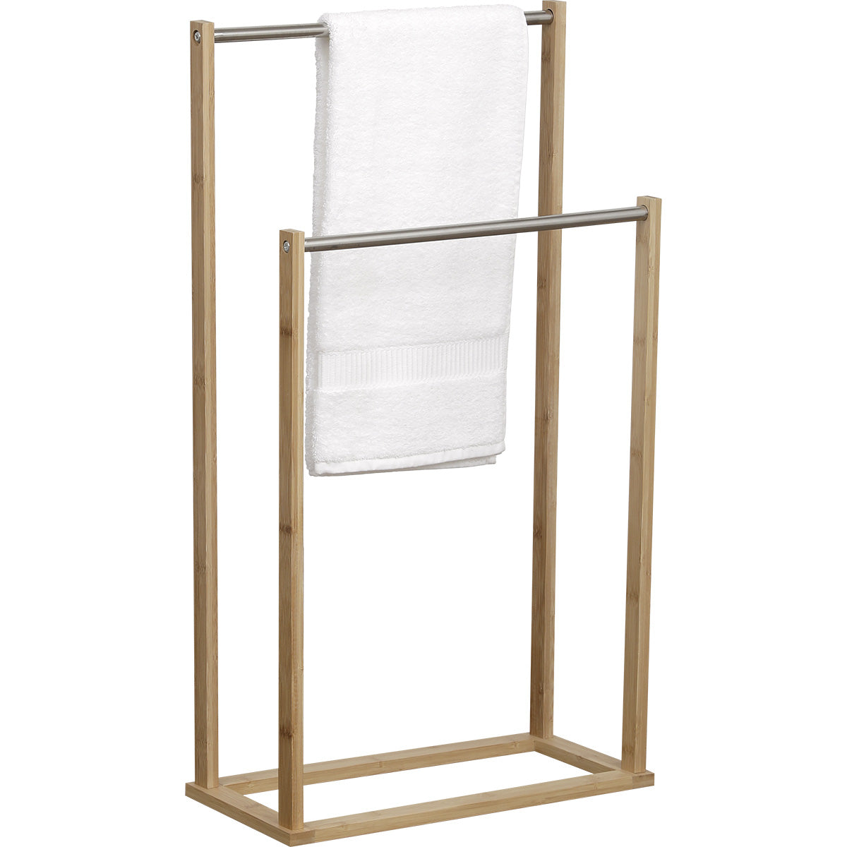 Bamboo towel rack with 2 stainless steel bars - Bamboo 