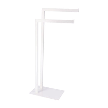 Metal Towel Rack with 2 Arms - White