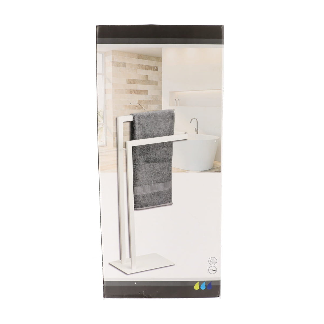 Metal Towel Rack with 2 Arms - White
