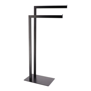 Metal Towel Rack with 2 Arms - Black